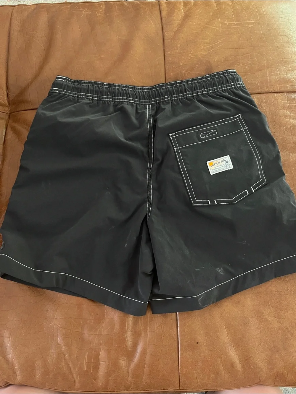 American Eagle Outfitters Black Kids Swim Trunks with Contrast Stitching